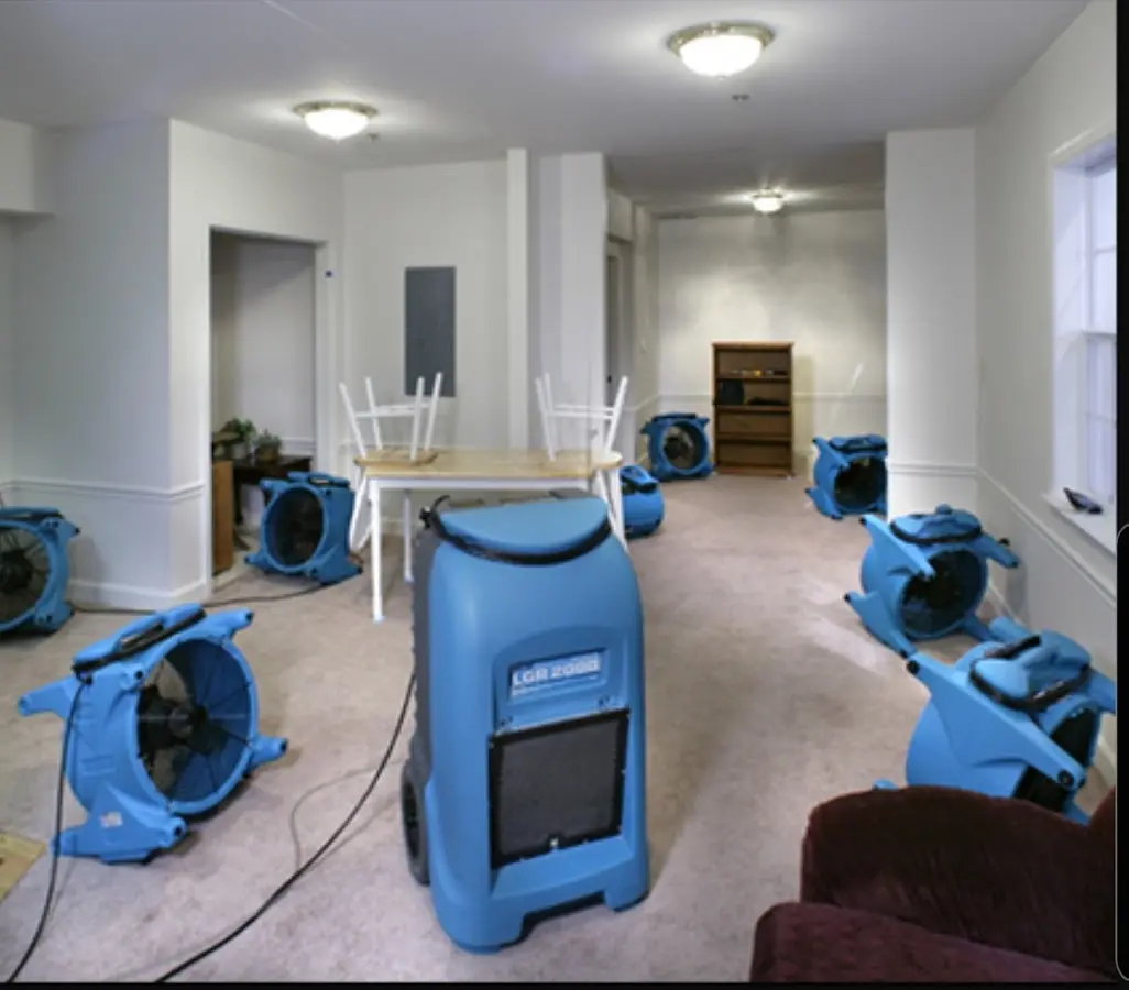 Air movers and dehumidifier setup for Water Damage Restoration in Coto de Caza